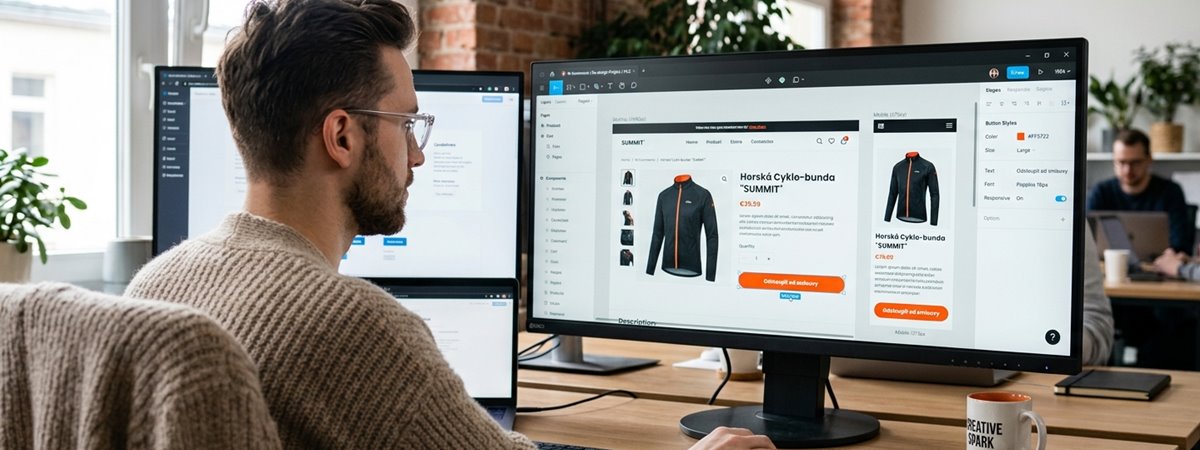 UI/UX designér navrhuje responzivní vzhled e-shopu na WooCommerce a upravuje tlačítko Odstoupit od smlouvy.