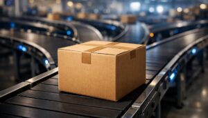 Balík na rozcestí symbolizující nastavení dopravy ve WooCommerce pomocí Zaslat.cz a Flexible Shipping